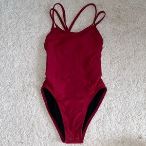 size 26 burgundy Jolyn “murray” onesie swimsuit